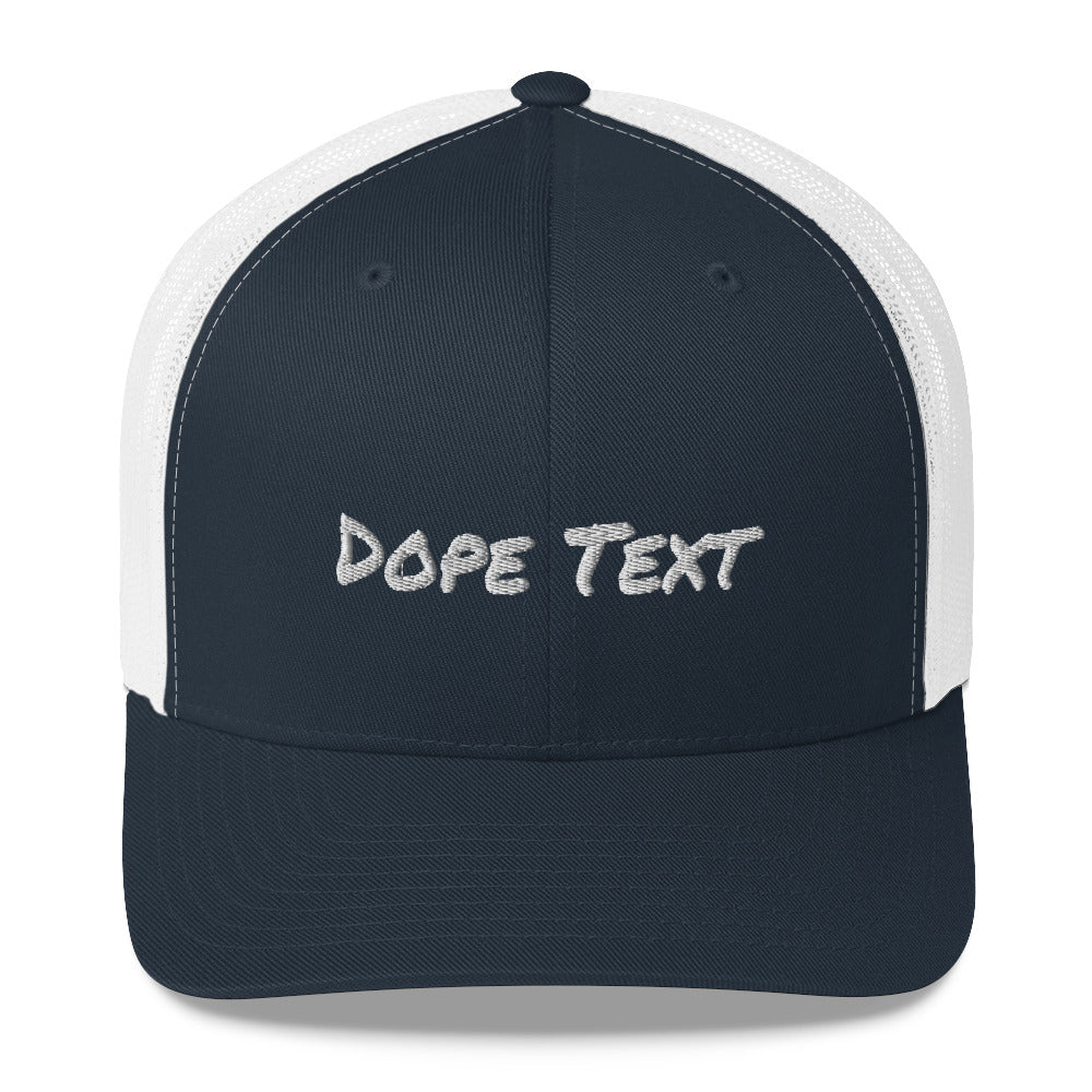 Custom embroidered text Trucker Cap - Free personalization customization Trucker Hat Cap-Navy/ White-Bootlg
