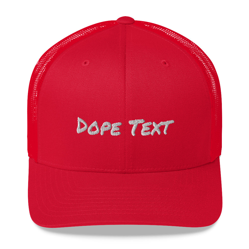 Custom embroidered text Trucker Cap - Free personalization customization Trucker Hat Cap-Red-Bootlg