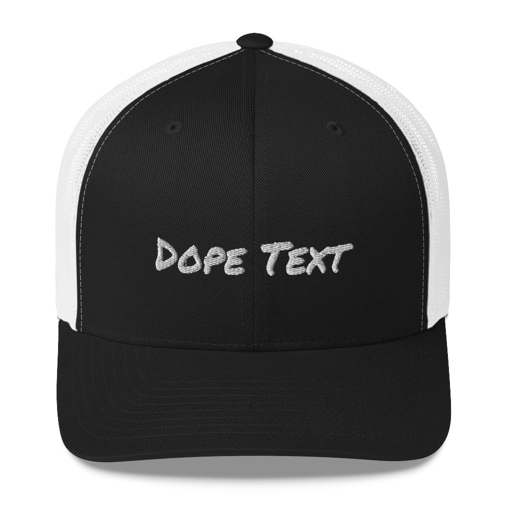 Custom embroidered text Trucker Cap - Free personalization customization Trucker Hat Cap-Black/ White-Bootlg