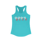 Drake God's Plan Inspired Women's Ideal Racerback Tank-Solid Tahiti Blue-XS-Bootlg