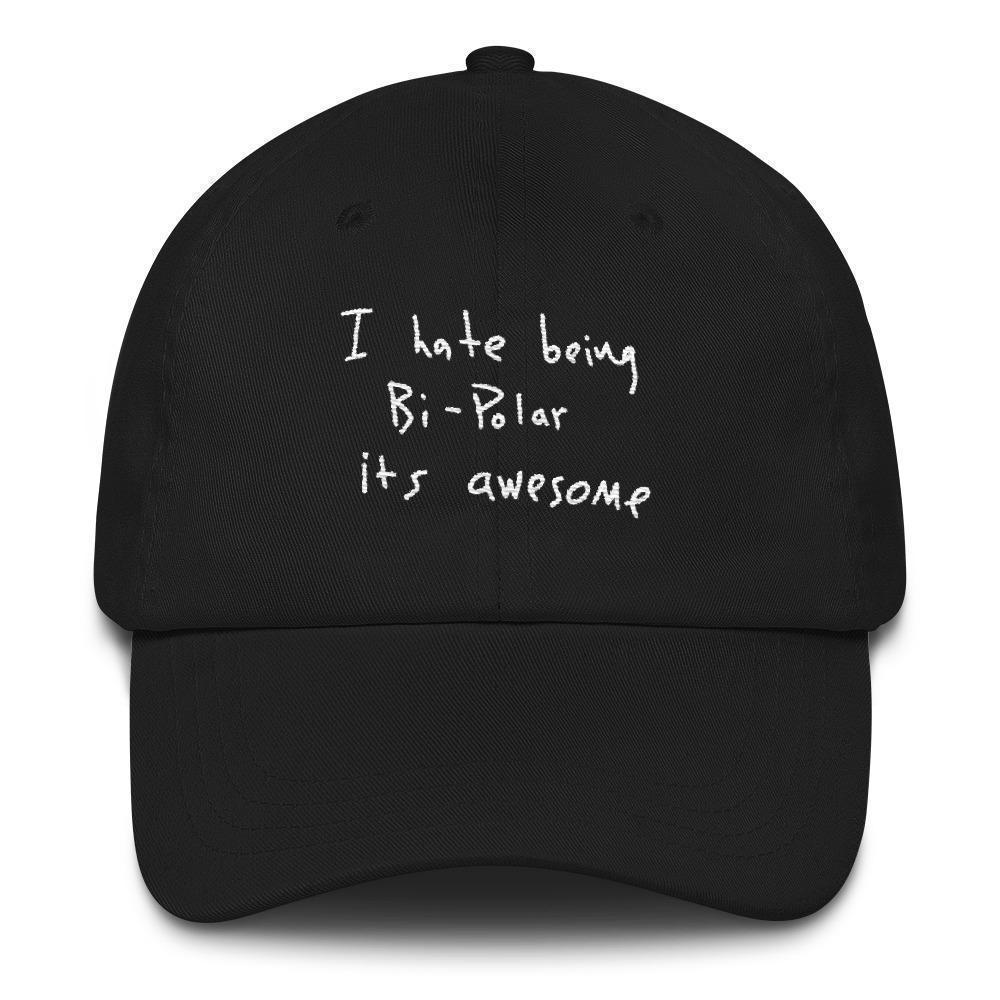 I Hate Being Bi-Polar It's Awesome Kanye West inspired Embroidery Dad Hat / Cap-Black-Bootlg
