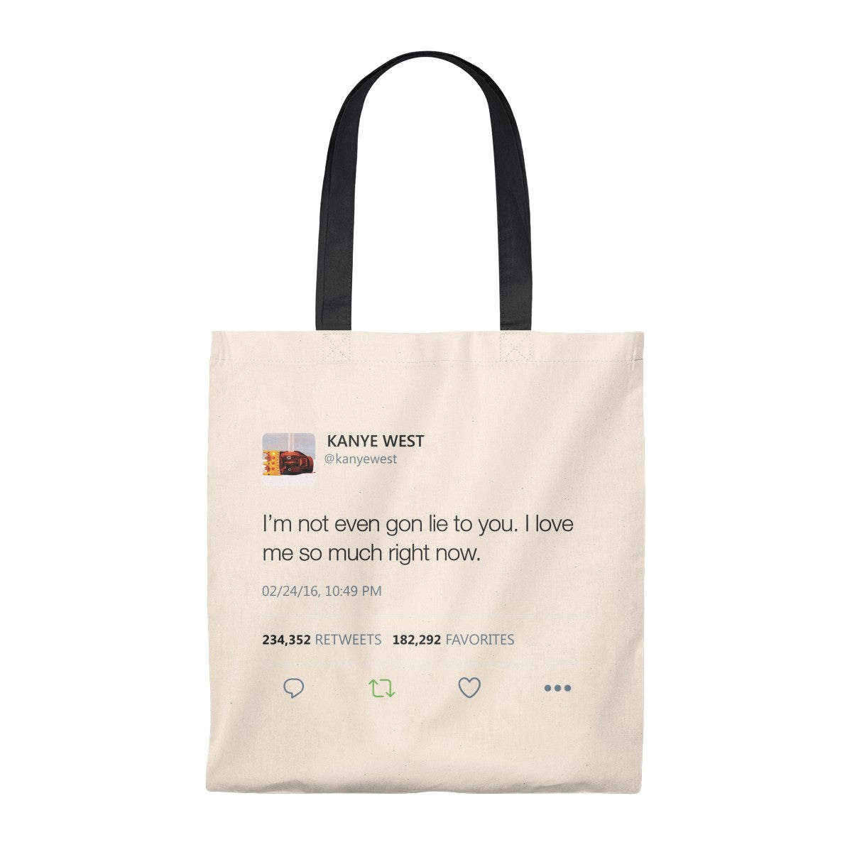 I Love Me So Much Right Now Kanye West Tweet Tote Bag-Natural/Black-Bootlg