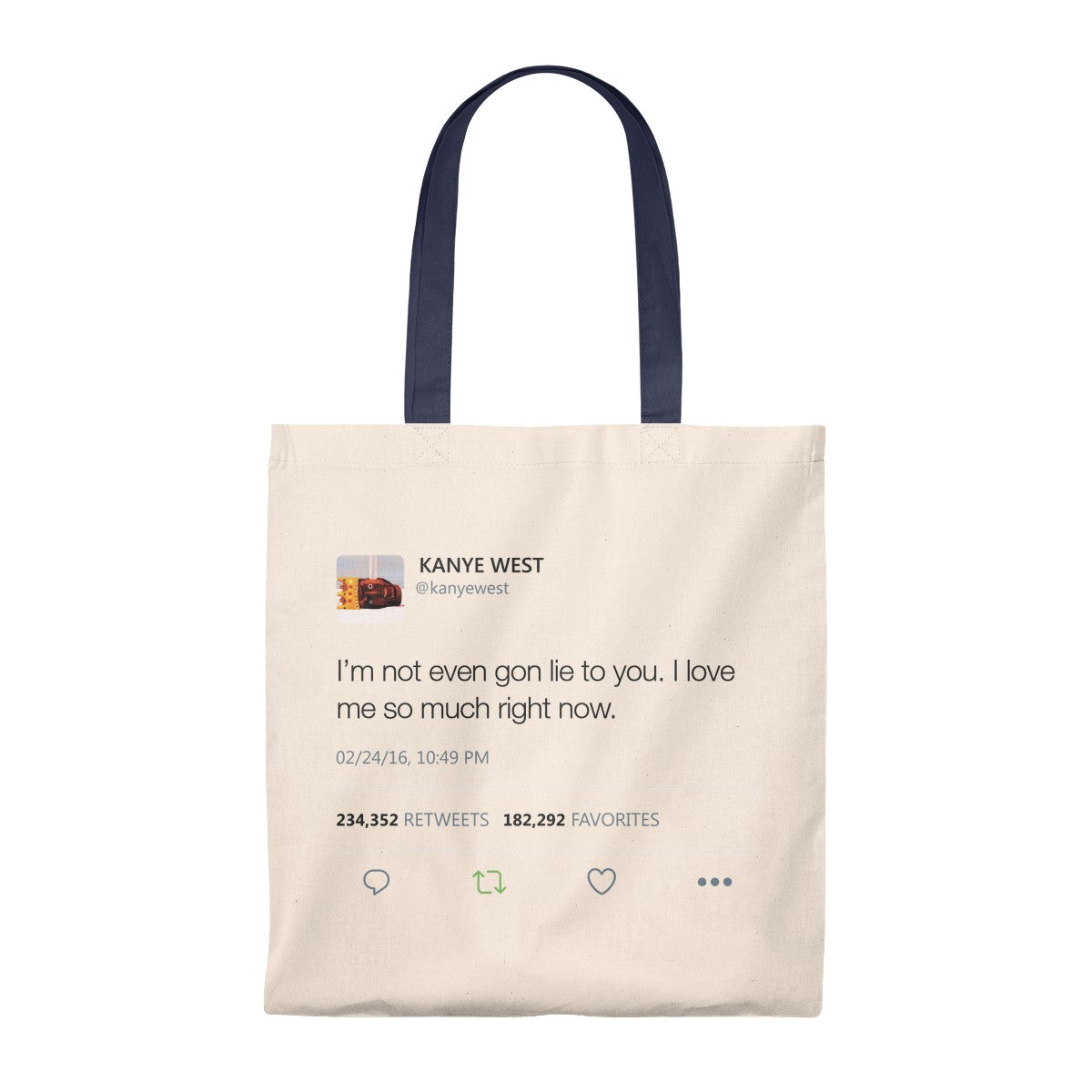 I Love Me So Much Right Now Kanye West Tweet Tote Bag-Natural/Navy-Bootlg