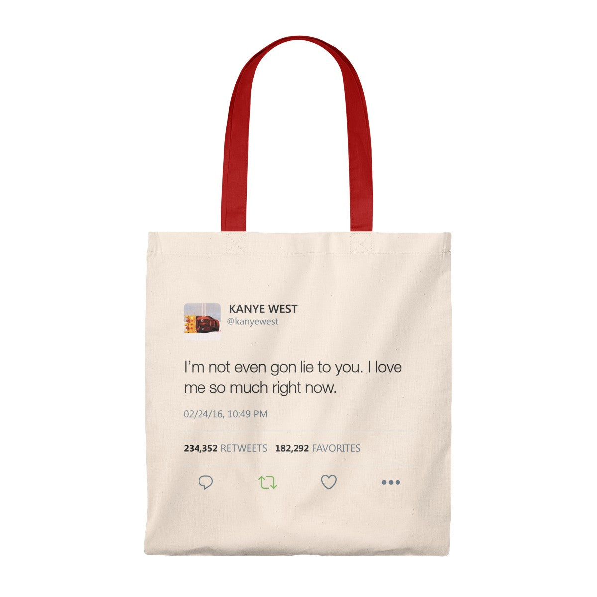 I Love Me So Much Right Now Kanye West Tweet Tote Bag-Natural/Red-Bootlg