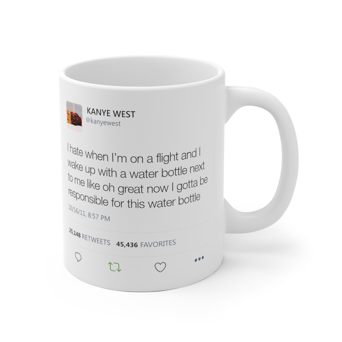 Kanye West Water Bottle Tweet Mug-Bootlg