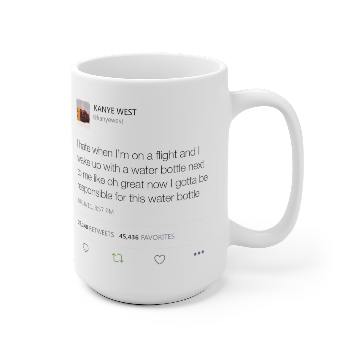 Kanye West Water Bottle Tweet Mug-Bootlg