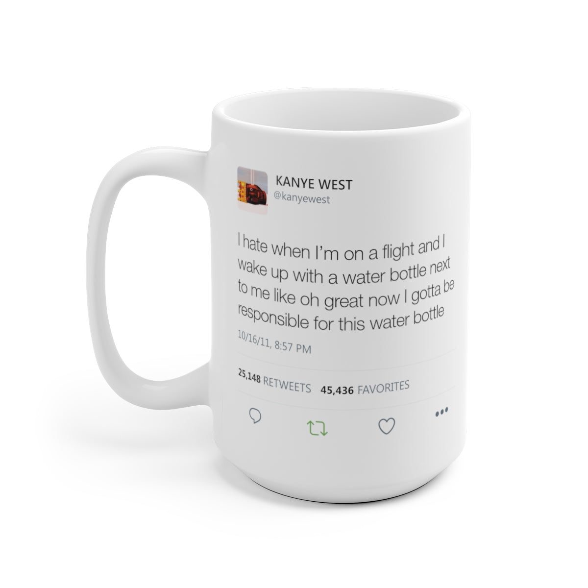 Kanye West Water Bottle Tweet Mug-Bootlg