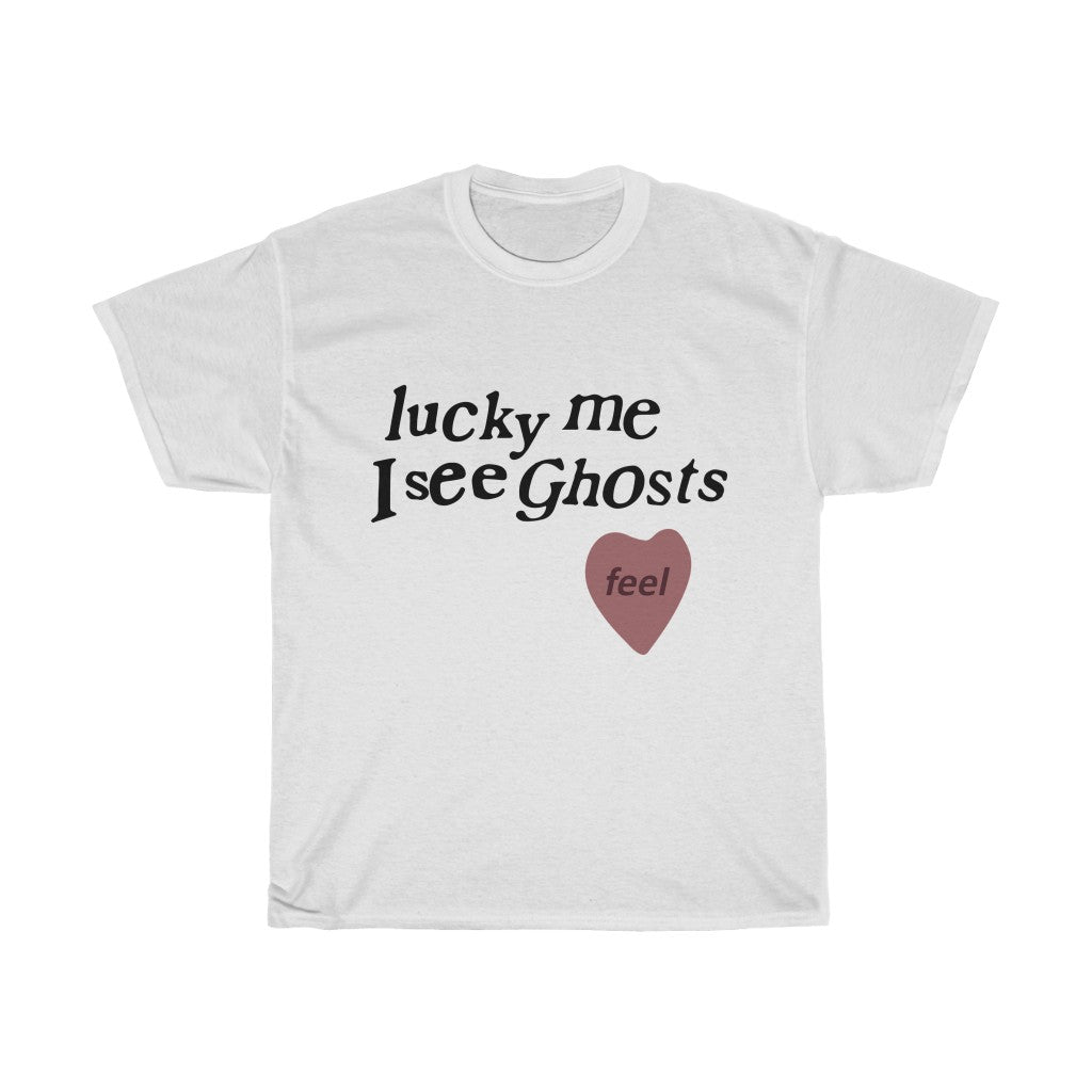 Kids See Ghosts T shirt, Lucky Me I See Ghosts - Kanye West / Kid Cudi Merch Inspired-White-S-Bootlg