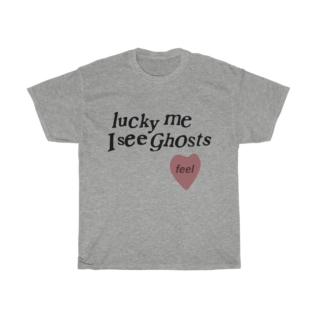 Kids See Ghosts T shirt, Lucky Me I See Ghosts - Kanye West / Kid Cudi Merch Inspired-Sport Grey-S-Bootlg