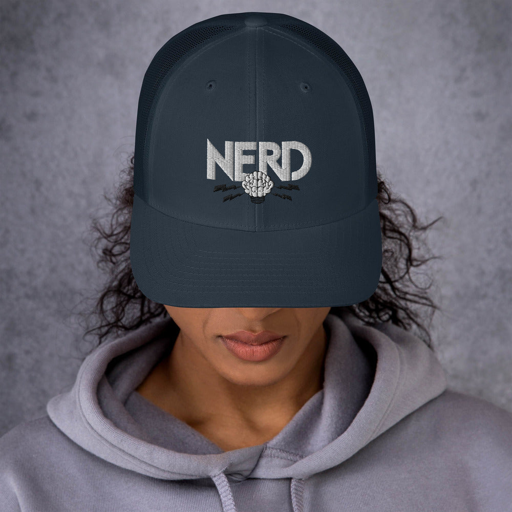 NERD Brain Logo Trucker Cap - Pharrell WIlliams Inspired-Navy-Bootlg