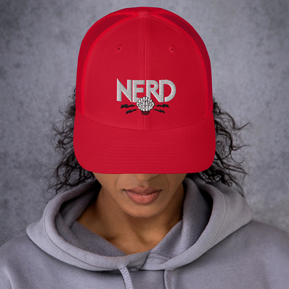 NERD Brain Logo Trucker Cap - Pharrell WIlliams Inspired-Red-Bootlg