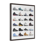 Nike Air Jordans Hall of Fame Premium Gallery Wrap Canvas - Michael Jordan Wall Art Shoe Art-24″ × 30″-Premium Gallery Wraps (1.25″)-Walnut-Bootlg