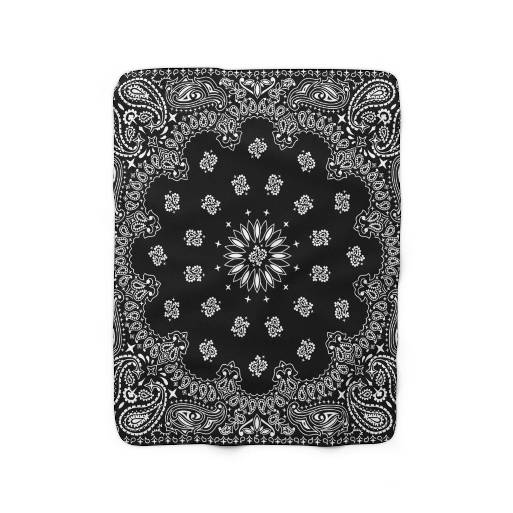 OG Black Bandana Sherpa Fleece Blanket-Bootlg