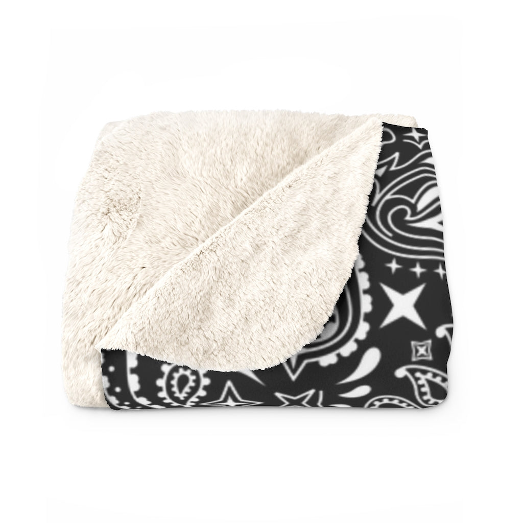 OG Black Bandana Sherpa Fleece Blanket-50" x 60"-Bootlg