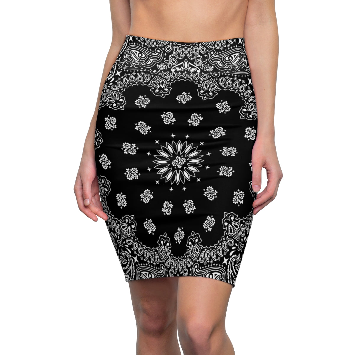 OG Black Bandana Women's Pencil Skirt-XS-4 oz.-Bootlg