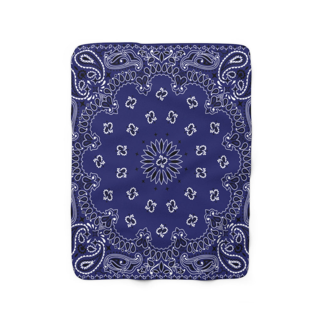 OG Blue Bandana Sherpa Fleece Blanket-Bootlg