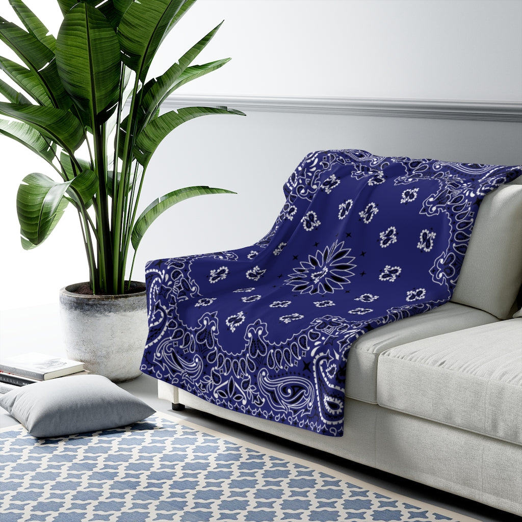 OG Blue Bandana Sherpa Fleece Blanket-Bootlg
