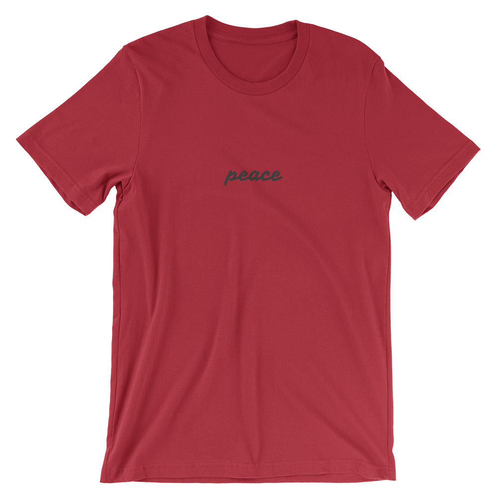 Personalized chest embroidery word T-Shirt-Red-S-Bootlg