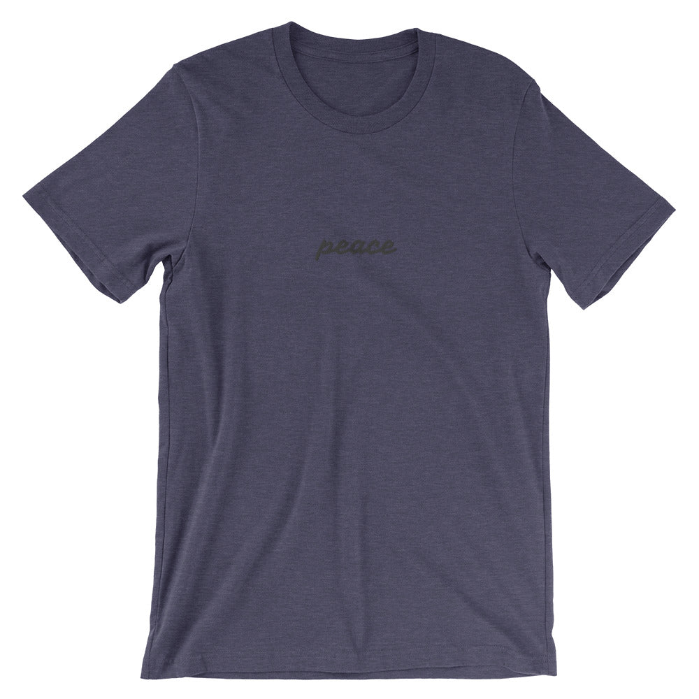 Personalized chest embroidery word T-Shirt-Heather Midnight Navy-XS-Bootlg