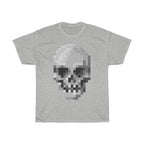 Pixel Art Skull Unisex Heavy Cotton T-Shirt - Video Game Rock Tee-Ash-S-Bootlg