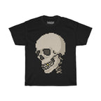 Pixel Skull Unisex Heavy Cotton T-Shirt - Pixel Art Video Game Rock Tee-S-Black-Bootlg