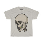 Pixel Skull Unisex Heavy Cotton T-Shirt - Pixel Art Video Game Rock Tee-S-Ice Grey-Bootlg