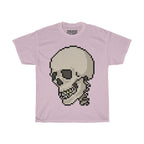 Pixel Skull Unisex Heavy Cotton T-Shirt - Pixel Art Video Game Rock Tee-S-Light Pink-Bootlg