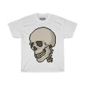 Pixel Skull Unisex Heavy Cotton T-Shirt - Pixel Art Video Game Rock Tee-L-White-Bootlg