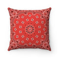 Red Bandana Faux Suede Square Pillow-14" x 14"-Bootlg