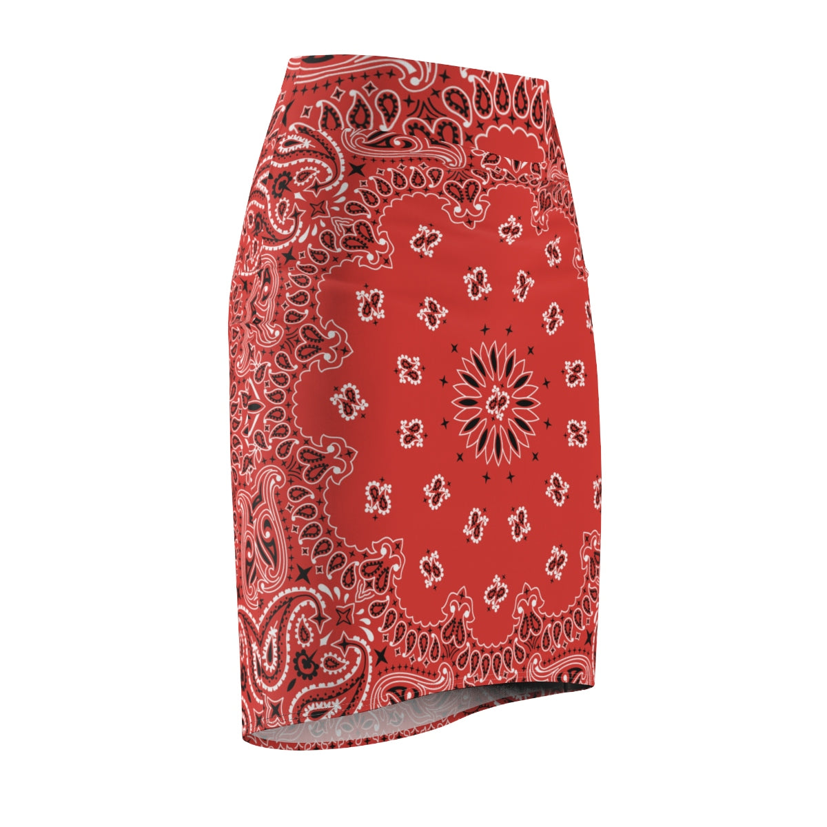 Red Bandana Women's Pencil Skirt-Bootlg