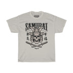 Samurai Skull Unisex Heavy Cotton T-Shirt - Fighter Mixed Martial Art Tee-S-Ice Grey-Bootlg