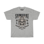 Samurai Skull Unisex Heavy Cotton T-Shirt - Fighter Mixed Martial Art Tee-S-Ash-Bootlg