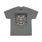 Samurai Skull Unisex Heavy Cotton T-Shirt - Fighter Mixed Martial Art Tee-S-Graphite Heather-Bootlg