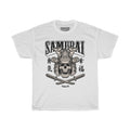 Samurai Skull Unisex Heavy Cotton T-Shirt - Fighter Mixed Martial Art Tee-L-White-Bootlg
