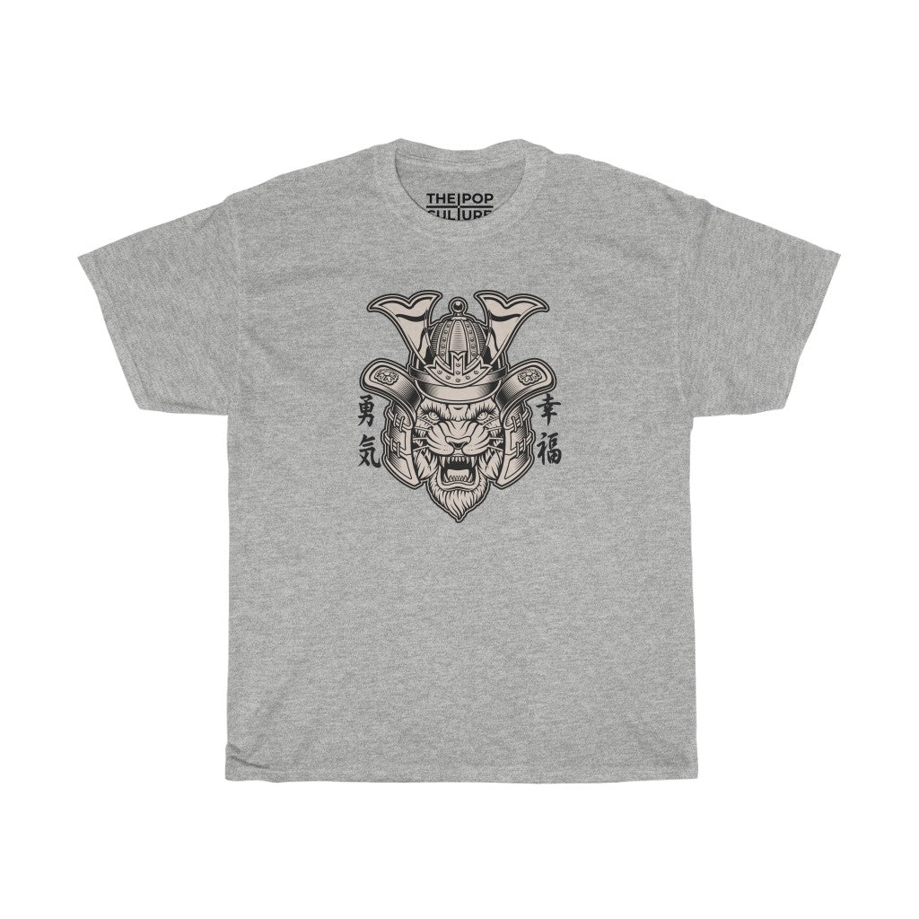 Samurai Tiger Unisex Heavy Cotton T-Shirt - Fighter Mixed Martial Art Tee-S-Ash-Bootlg