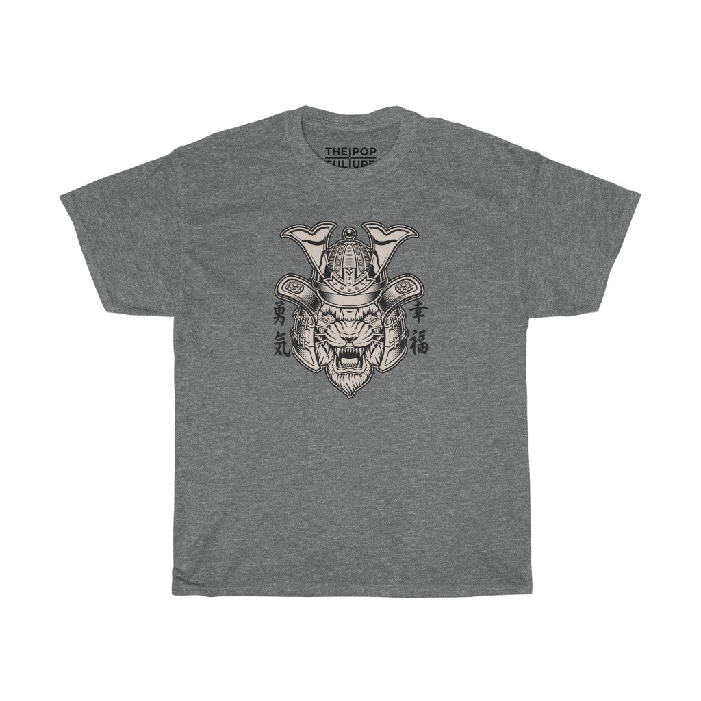 Samurai Tiger Unisex Heavy Cotton T-Shirt - Fighter Mixed Martial Art Tee-S-Graphite Heather-Bootlg