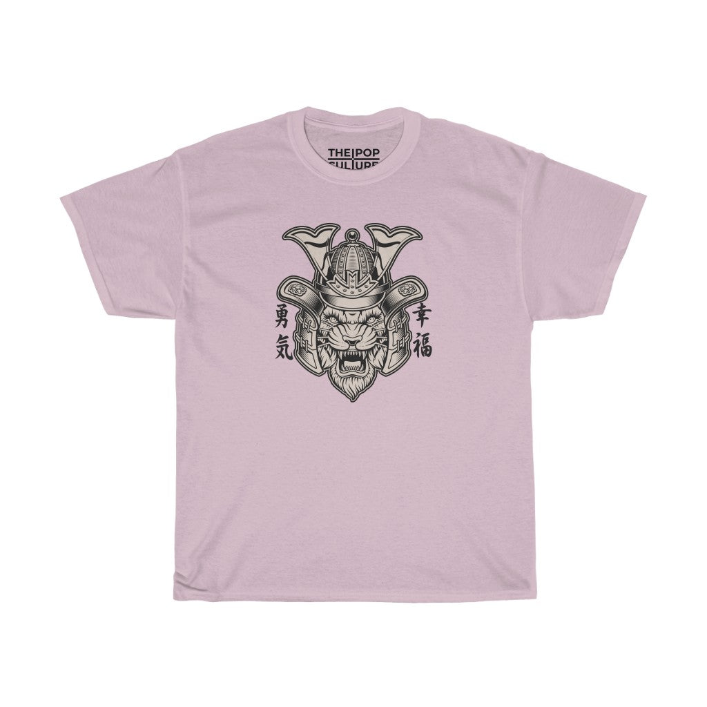 Samurai Tiger Unisex Heavy Cotton T-Shirt - Fighter Mixed Martial Art Tee-S-Light Pink-Bootlg