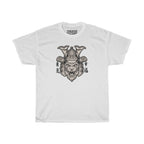 Samurai Tiger Unisex Heavy Cotton T-Shirt - Fighter Mixed Martial Art Tee-L-White-Bootlg