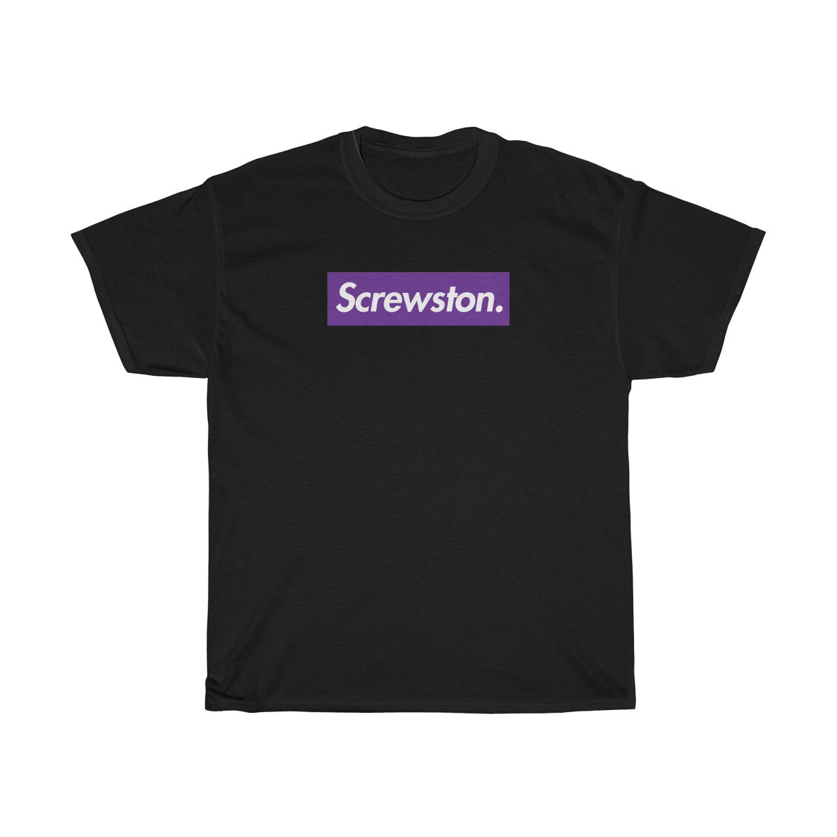 Screwston Purple Box Logo Unisex Heavy Cotton Tee - Bologo-Black-S-Bootlg