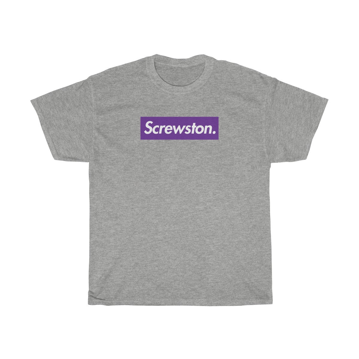 Screwston Purple Box Logo Unisex Heavy Cotton Tee - Bologo-Sport Grey-S-Bootlg