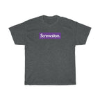 Screwston Purple Box Logo Unisex Heavy Cotton Tee - Bologo-Dark Heather-S-Bootlg