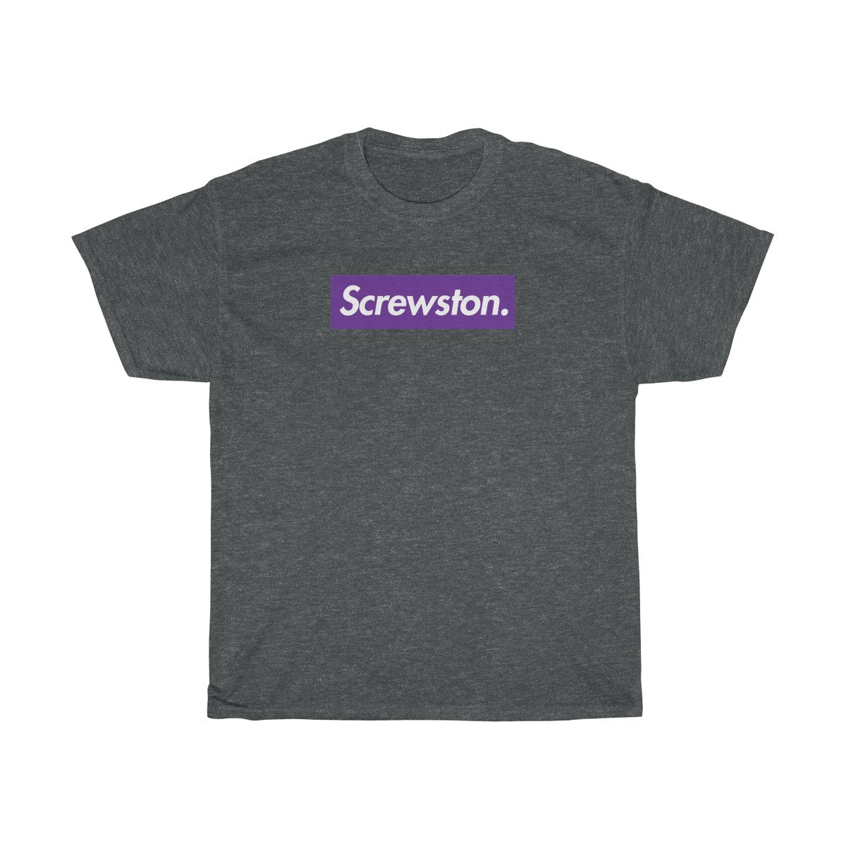 Screwston Purple Box Logo Unisex Heavy Cotton Tee - Bologo-Dark Heather-S-Bootlg