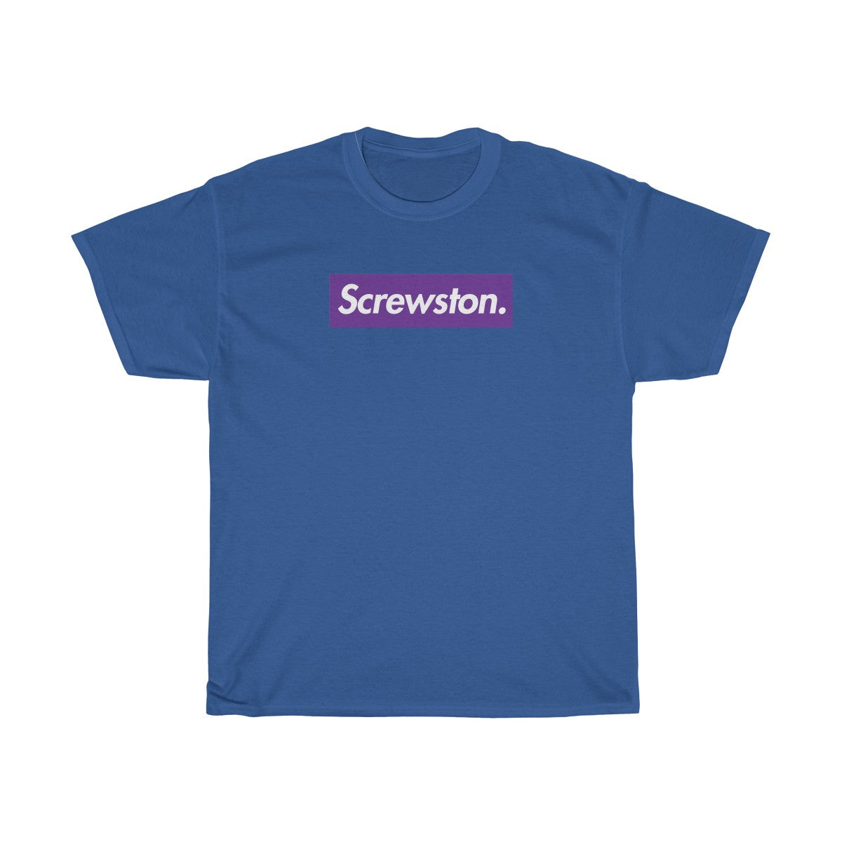 Screwston Purple Box Logo Unisex Heavy Cotton Tee - Bologo-Royal-S-Bootlg