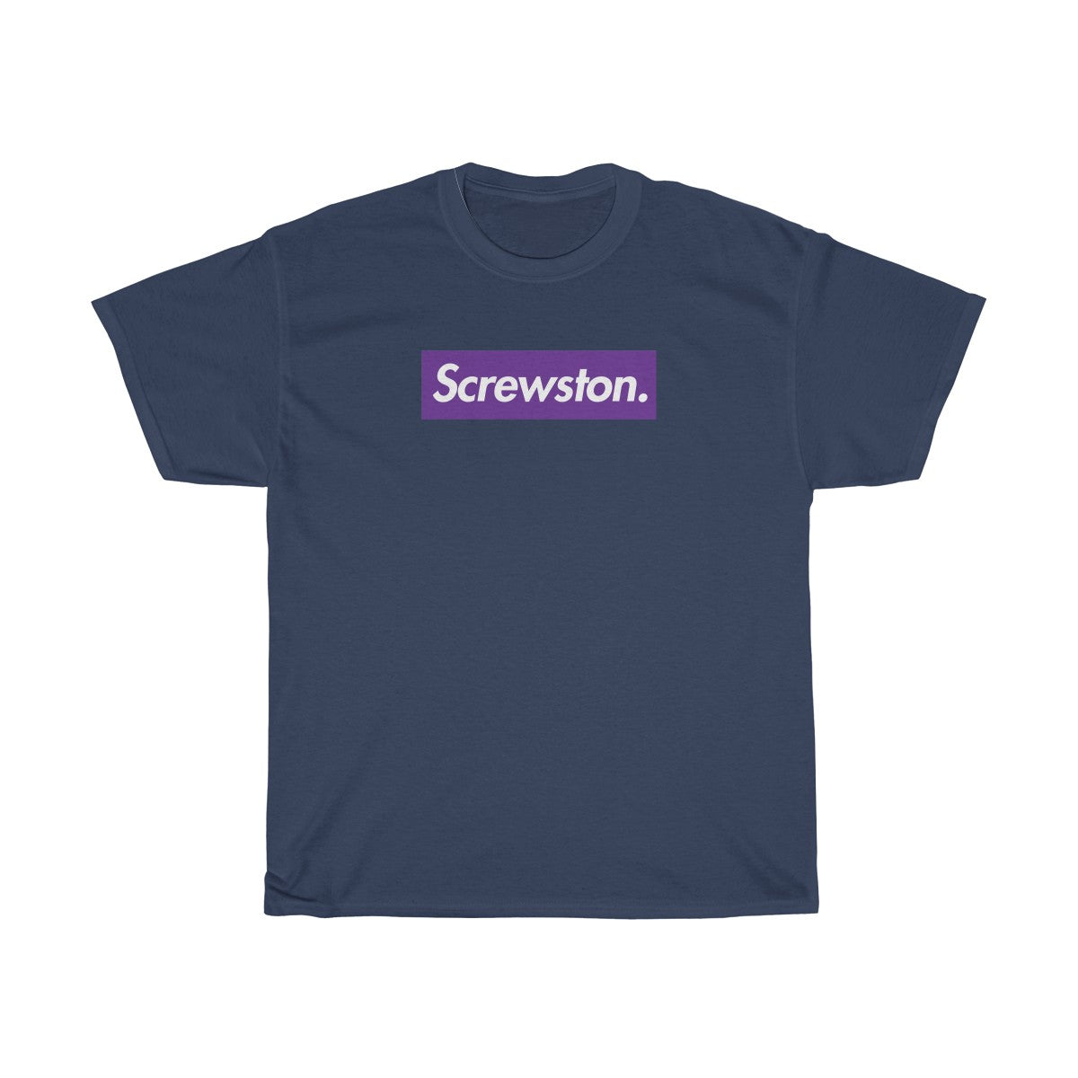 Screwston Purple Box Logo Unisex Heavy Cotton Tee - Bologo-Navy-S-Bootlg