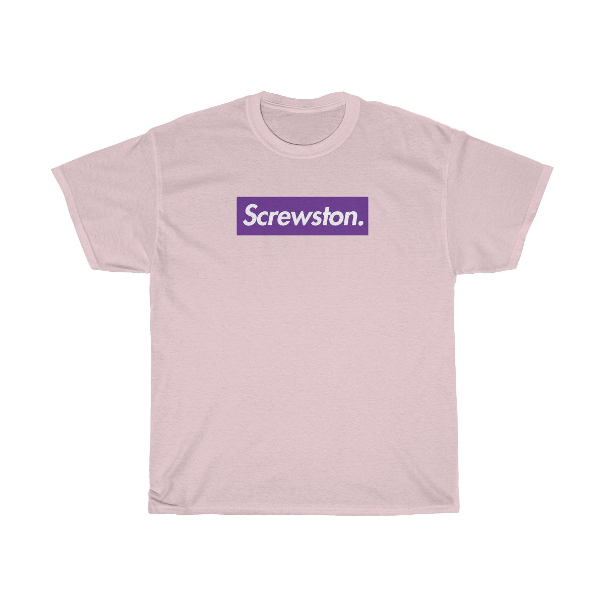 Screwston Purple Box Logo Unisex Heavy Cotton Tee - Bologo-Light Pink-S-Bootlg