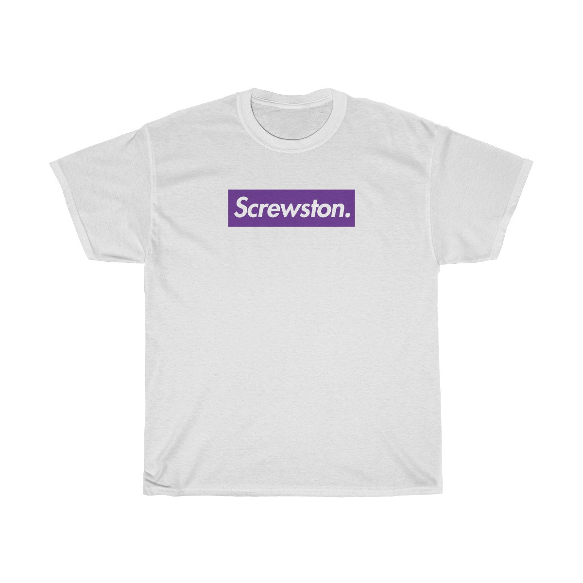 Screwston Purple Box Logo Unisex Heavy Cotton Tee - Bologo-White-L-Bootlg
