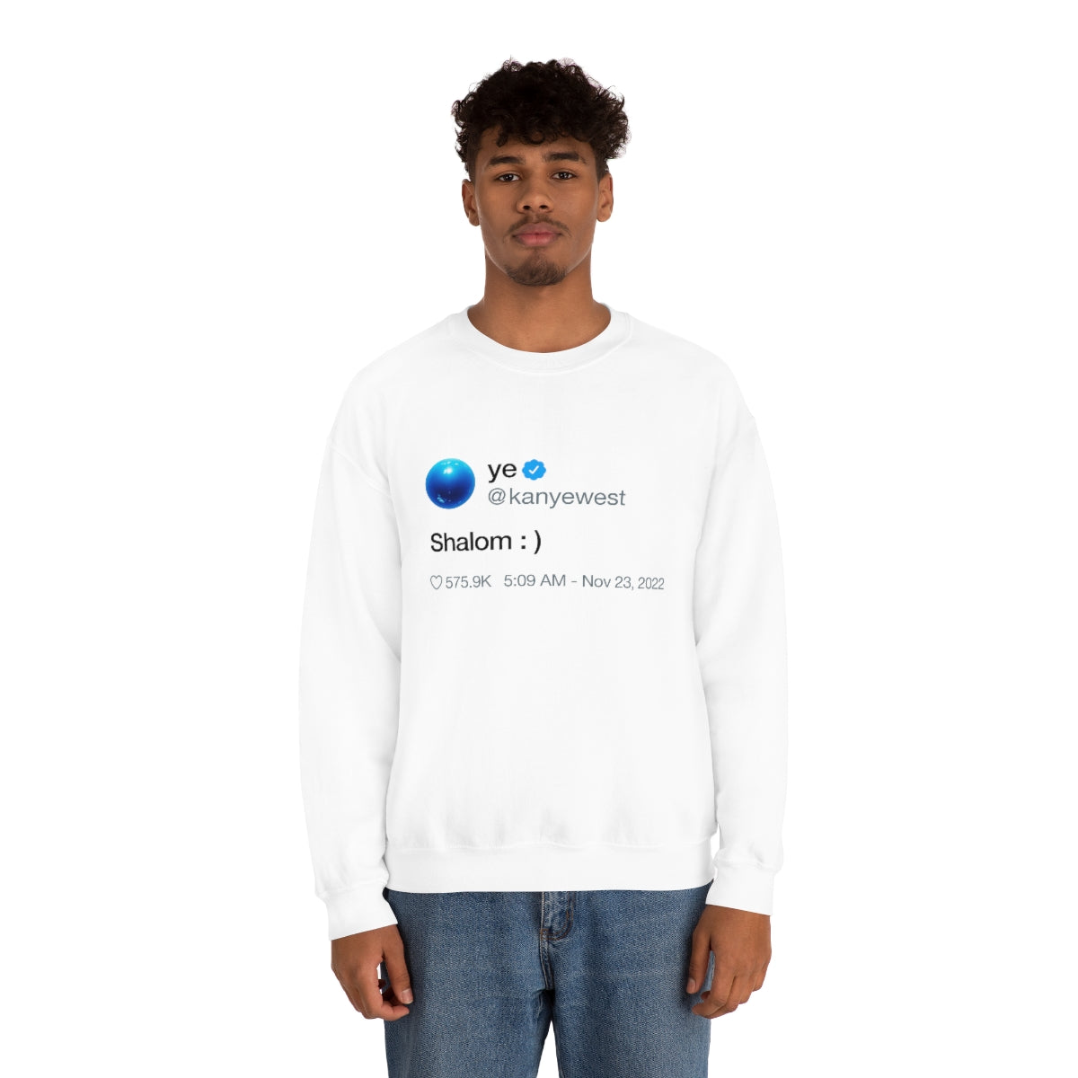 Shalom Kanye West Tweet Inspired Crewneck Sweatshirt-Bootlg