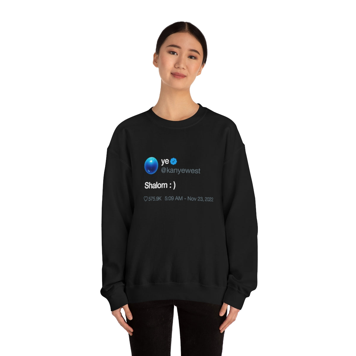 Shalom Kanye West Tweet Inspired Crewneck Sweatshirt-Bootlg