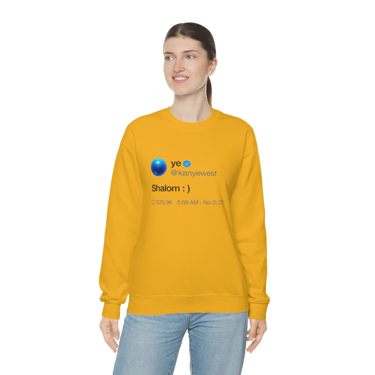 Shalom Kanye West Tweet Inspired Crewneck Sweatshirt-Bootlg