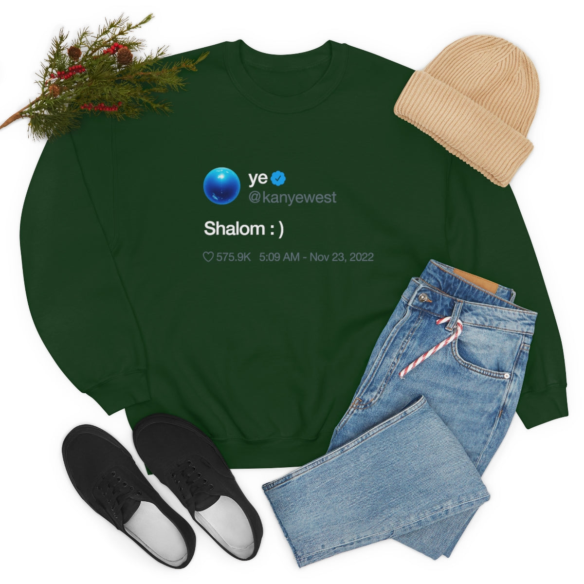 Shalom Kanye West Tweet Inspired Crewneck Sweatshirt-Bootlg